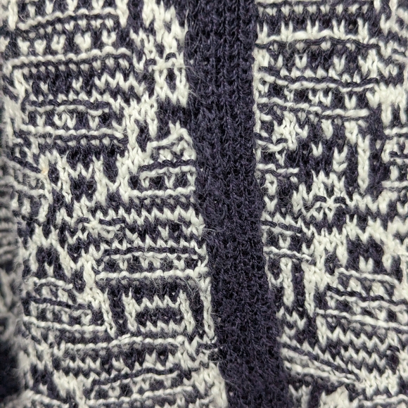 NIC+ZOE Linen Blend Textured Knit Cardigan Jacket Navy White Open Front Large - Picture 8 of 14